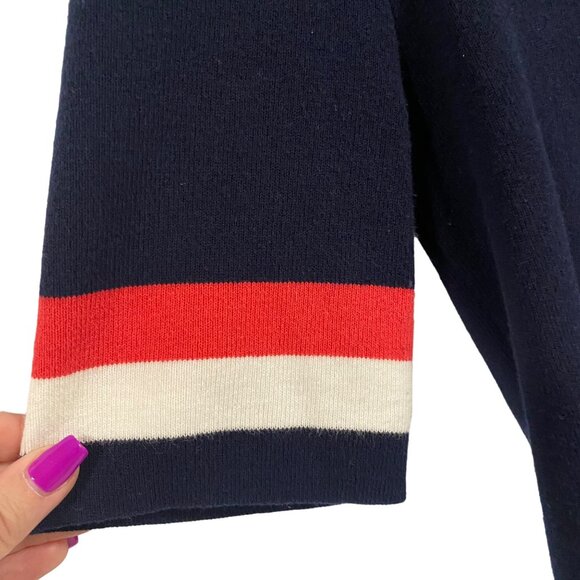 Cabi Hampton Shell Knit Nautical Short Sleeve Sweater Blue, Red, White Size M - Picture 2 of 6